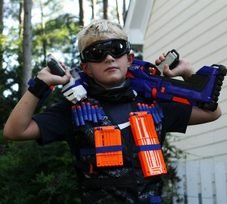 Kid Looking Cool With Nerf Battle Pack Rental Raleigh